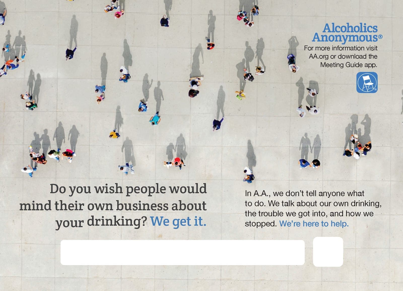 Alcoholics Anonymous public information card