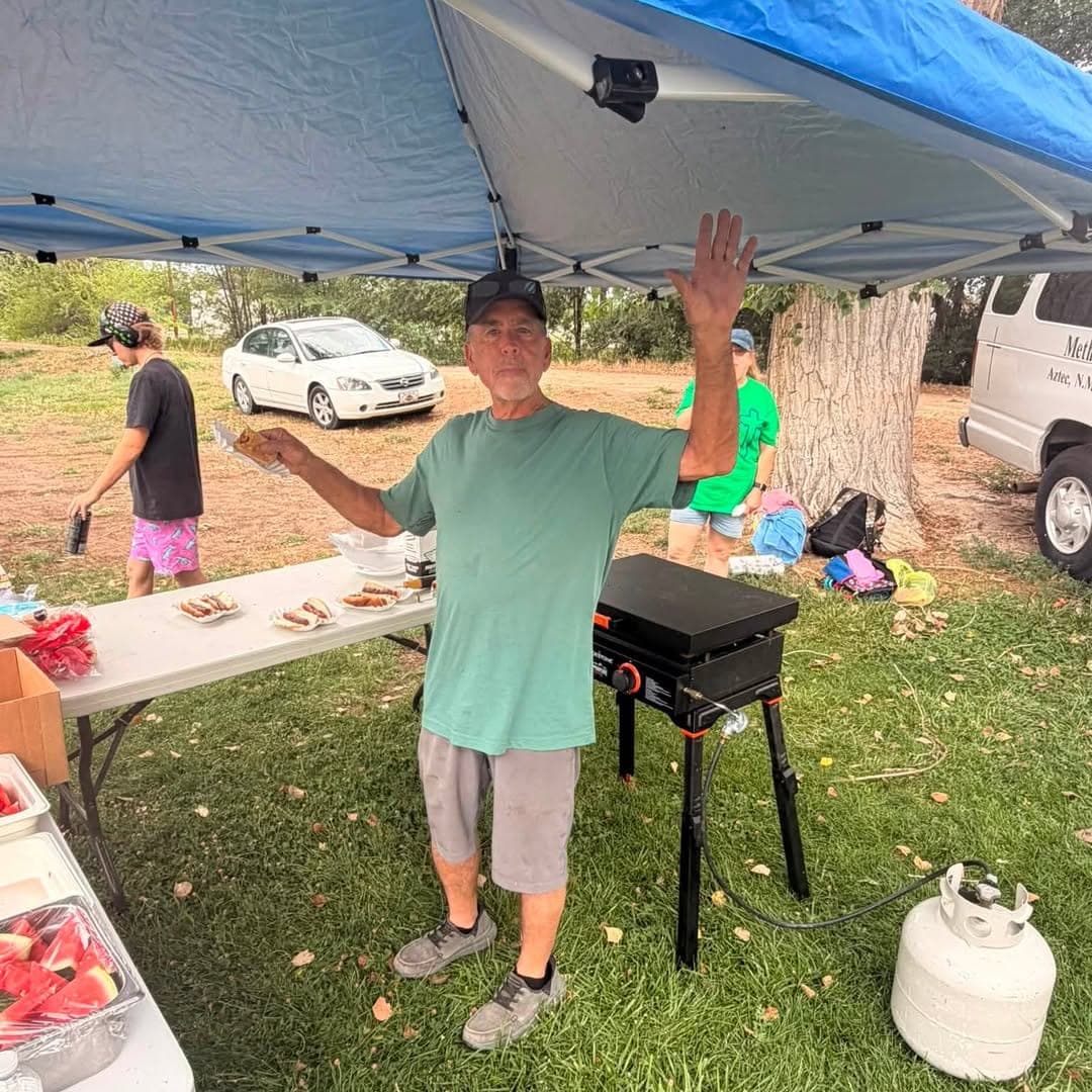 Food served at an outdoor church gathering